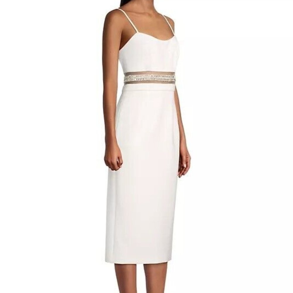 Toccin Charlotte Crystal-Embellished Midi-Dress White Size 8